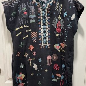 Johnny Was Black Embroidered Dress